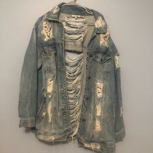 Fashion Nova Ripped Style Denim Jacket